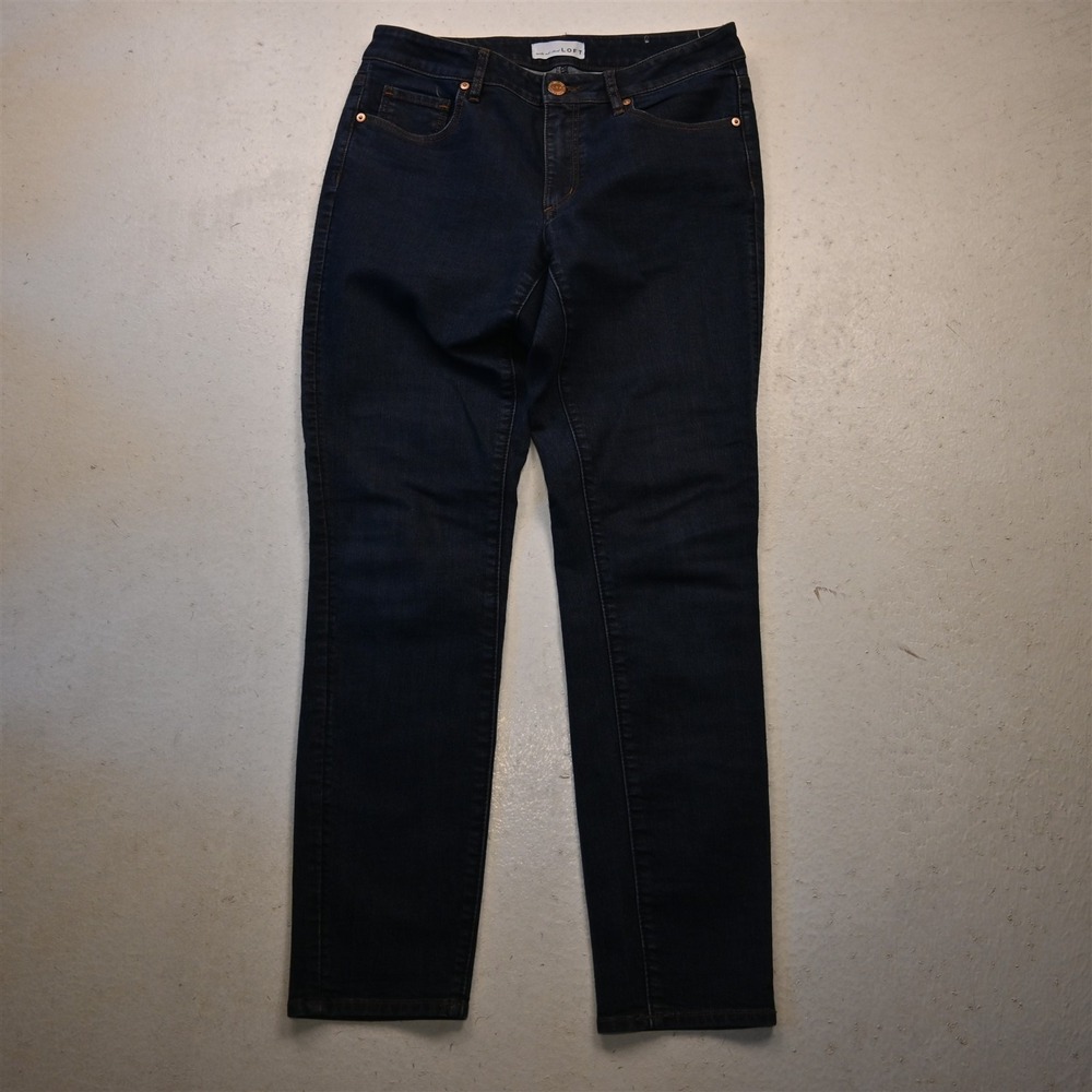 LOFT 6 Mid Rise Curvy Skinny Dark Stretch Denim Womens Jeans